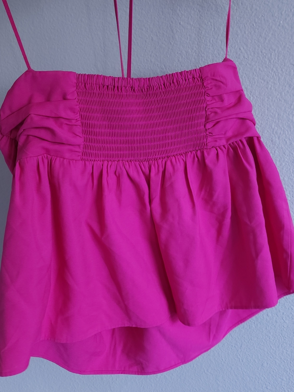 Express Pink Ruched Tie-Front Spaghetti Strap Top - Picture 7 of 8